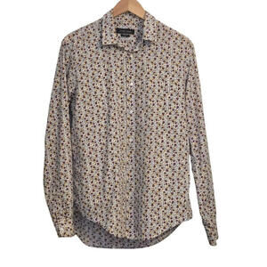 ZARA Man Slim Fit Floral Button Down Shirt Long Sleeve Casual Boho Print  Size L